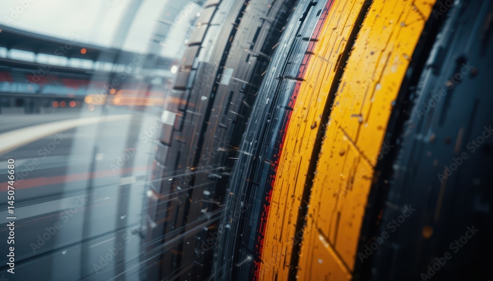 Poster high-performance racing tire close-up dynamic design and speed