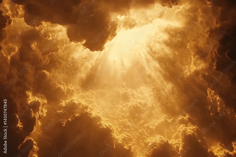Poster captivating timelapse of clouds illuminated by radiant sunlight during a dramatic sky transition, ti