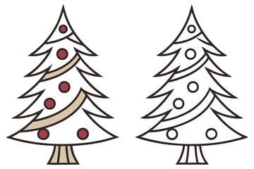 Obraz premium Two decorated trees offer slightly different holiday cheer and artistic interpretations, set on white background