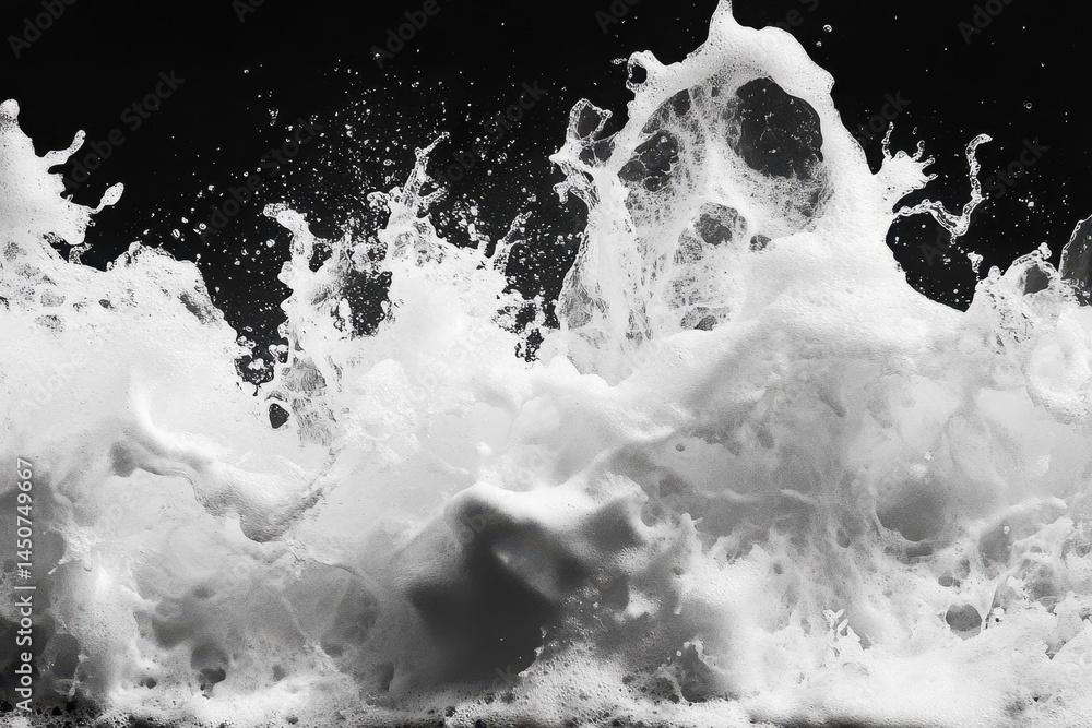 Poster ocean waves crashing with beautiful foam creates a stunning display of power and serenity, wave ocea
