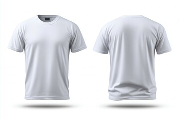 Plain white t-shirt front and back view mockup on blank background