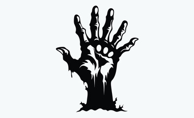 Zombie hands silhouette, creepy hand vector, horror theme hands, spooky zombie illustration