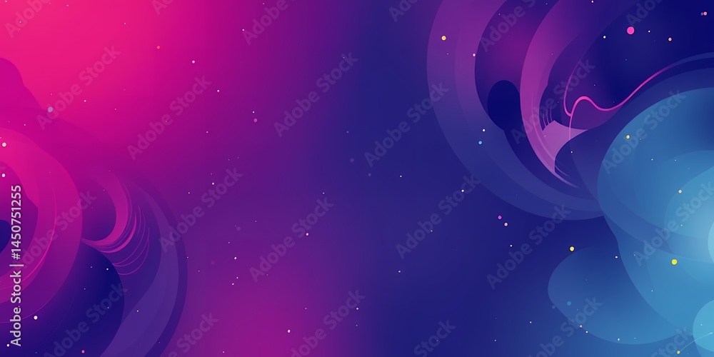 Poster abstract background with swirling shapes and gradient from pink to blue and tiny dots