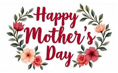 Happy Mothers Day lettering. Handmade calligraphy vector illustration. Mother's day card with flowers. High quality