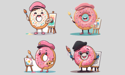 Creative Donut Artists  Cute Pastry Characters Painting Art