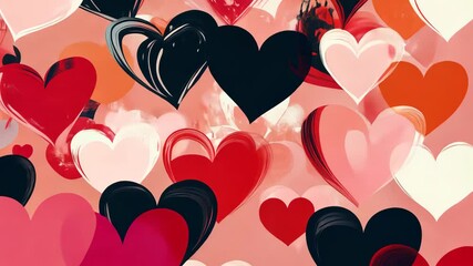 Vibrant heart animation: colorful transition of layered hearts