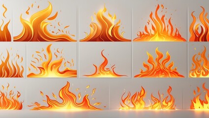 Realistic Fire Flames 12 High-Resolution Designs for Digital Projects