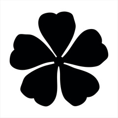 Abstract Five Petal Flower Silhouette in Black and White Modern Art