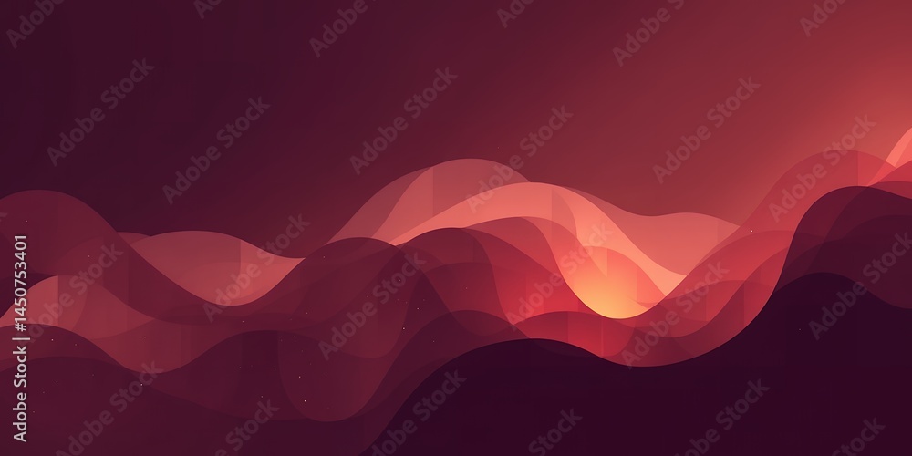 Poster abstract waves in shades of red and orange creating a dynamic and flowing composition