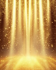 Radiant golden light beams cascading down with shimmering stars creating a magical and festive atmosphere perfect for celebration and festive occasions