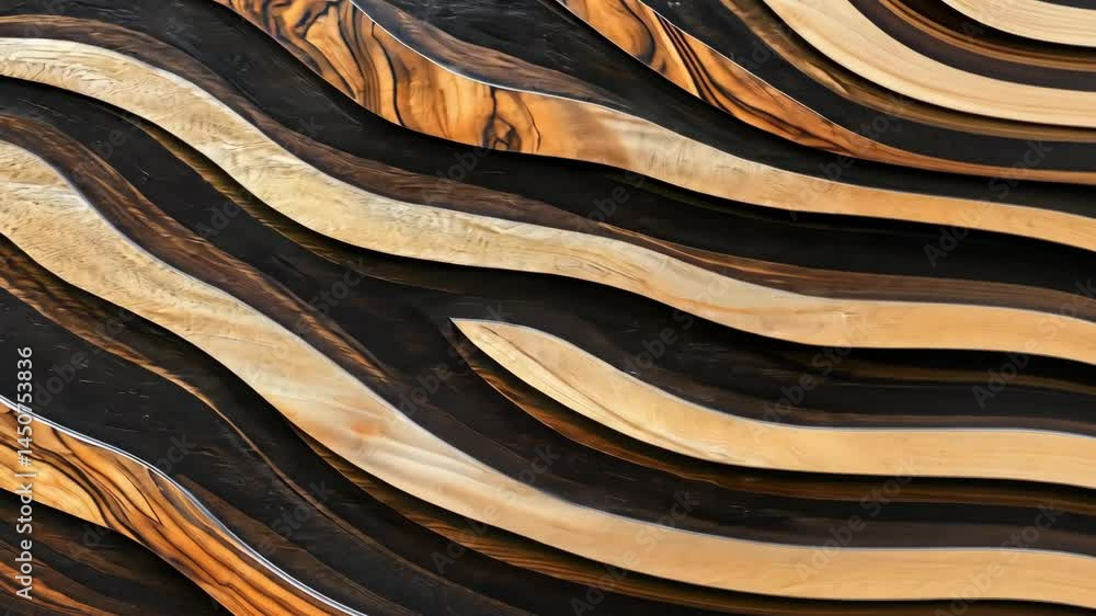 Poster dynamic waves of textured wooden patterns in mesmerizing motion