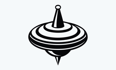 spinning top silhouette, toy top vector, spinning toy illustration, top view drawing