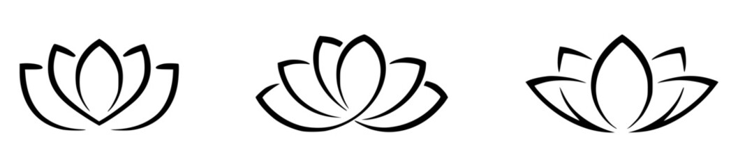 Simple minimalist lotus flower designs in black