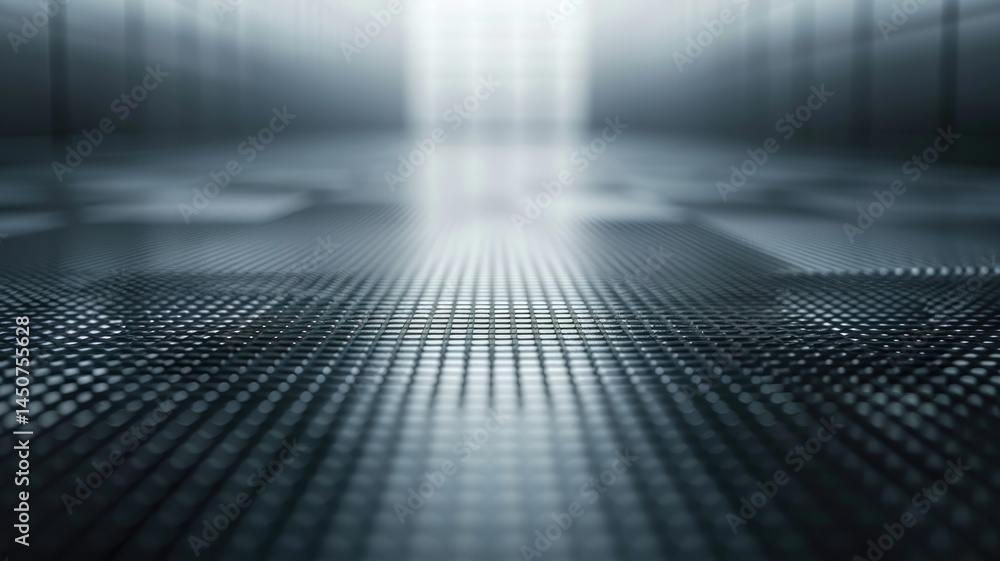 Poster this image features an abstract background with a grid design, showcasing a smooth and reflective su
