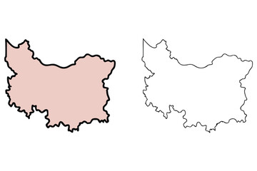 Two map versions show outlined shapes and light peach filling with transparent background