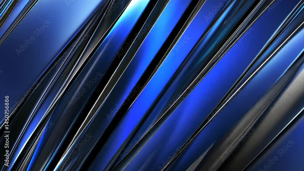 Poster dynamic flow of metallic blue motion with reflective abstract patterns