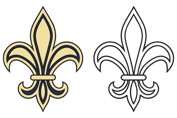 Two stylized fleur de lis are seen, one filled and one in outline ©  Design_ mn