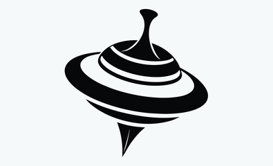 spinning top silhouette, toy top vector, spinning toy illustration, top view drawing