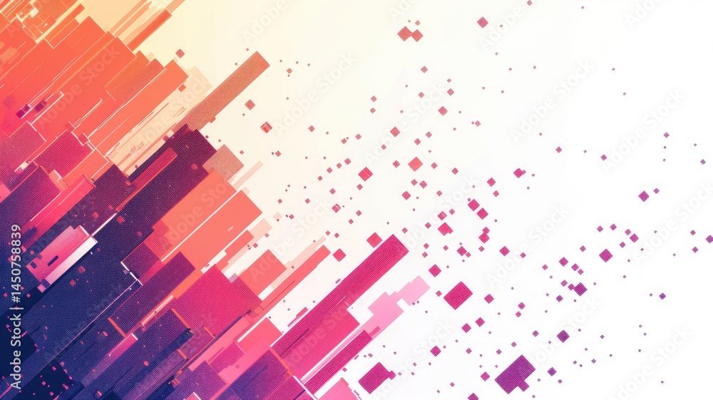 Poster abstract picture vibrant particle in geometric shape represent data flow. vivid flowing object with 