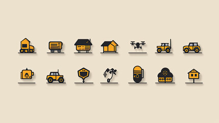 Modern Transportation and Housing Icons