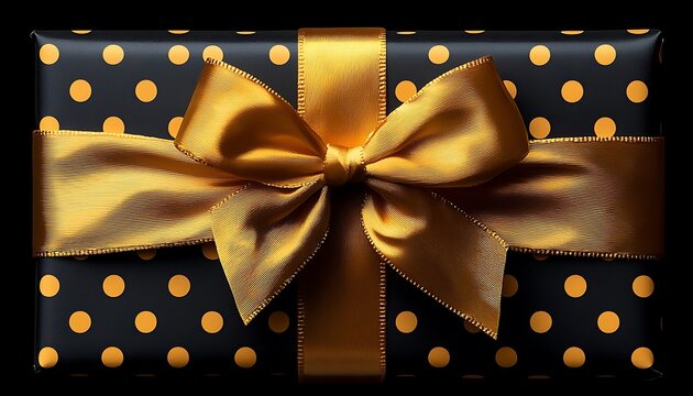 Gold ribbon on polka dot gift
