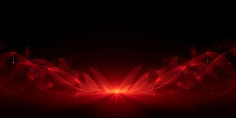 Abstract red light design with dark background and glowing shapes and light streaks art