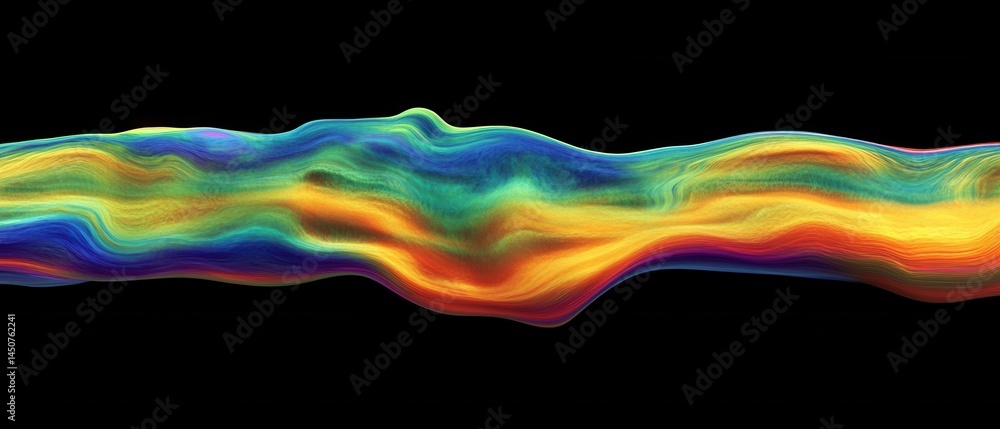 Poster abstract flowing colorful wave on black background dynamic movement vibrant hues artistic expression