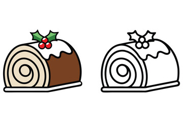 Obraz premium Cartoon chocolate Swiss roll looks delicious next to a black and white version