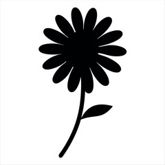 Stylized Daisy Flower Illustration in Black and White for Simple Design
