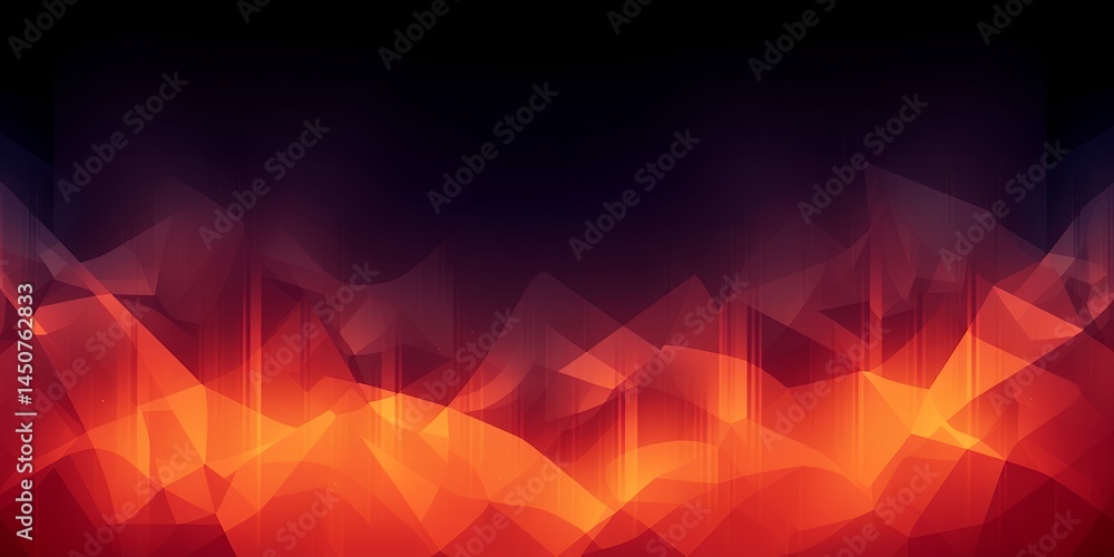 Poster abstract background with orange and red polygonal shapes and a dark upper area