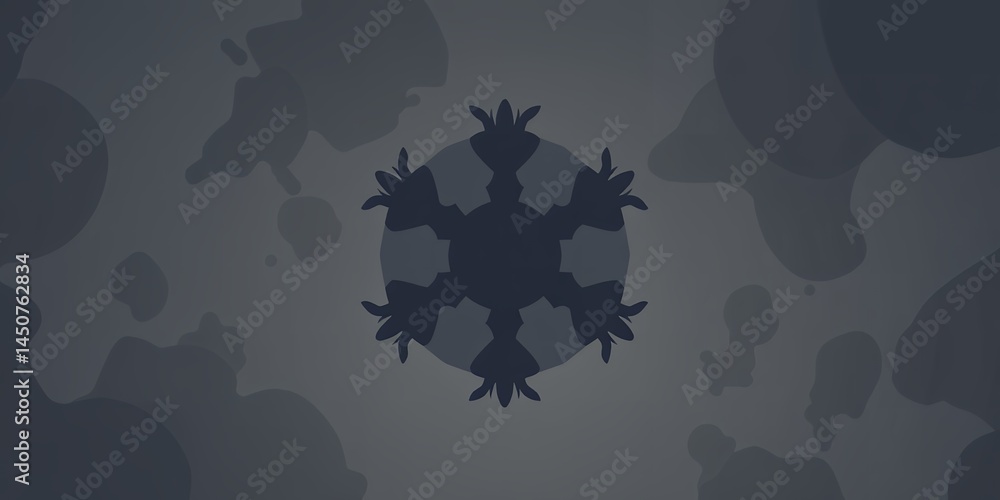 Poster a dark abstract design featuring a central circular shape with radial symmetrical patterns