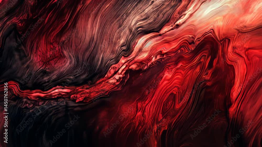 Poster dynamic flowing red and black abstract waves creating mesmerizing patterns