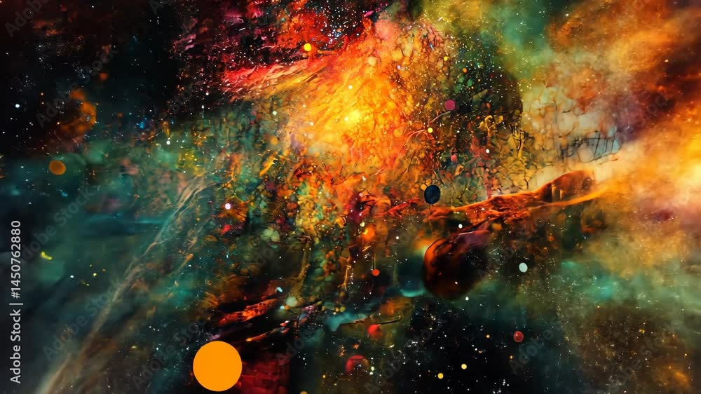 Poster Dynamic explosion of colorful cosmic elements in the universe