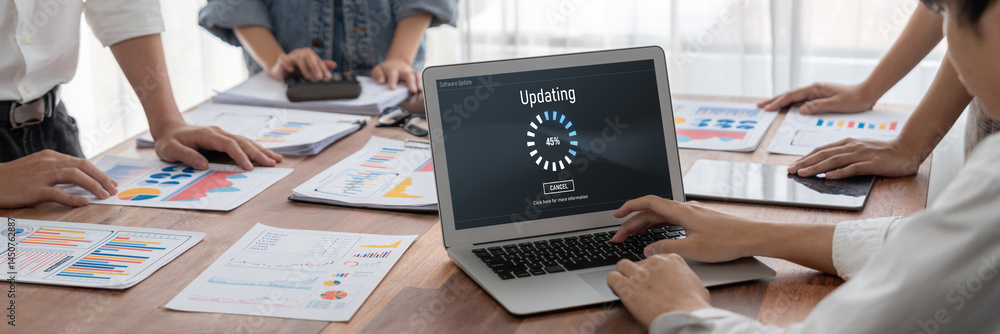 Fototapete Software update on computer for brisk version of device software upgrade