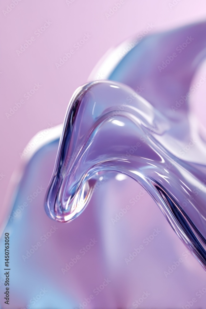 Poster abstract flowing glass form against a soft pastel background creating a modern and dreamy visual wit