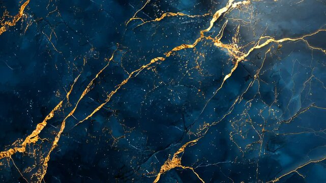 Elegant blue marble background with golden vein patterns capturing fluidity and light