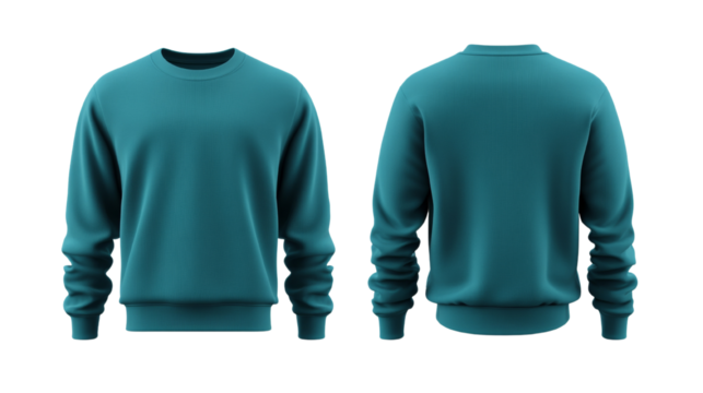 Teal sweatshirt mockup displaying the front and back design for online stores