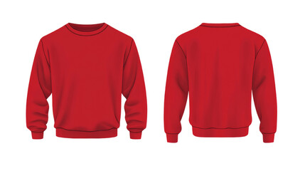 Vibrant crimson sweatshirt mockup showcasing front and back views for apparel design versatility