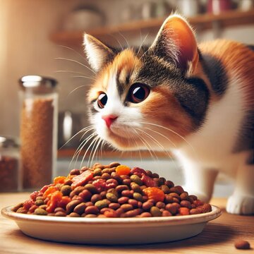Eater Cat A calico sniffs disdainfully