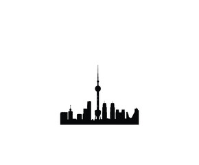 Obraz premium Asian Cityscape silhouette on white background