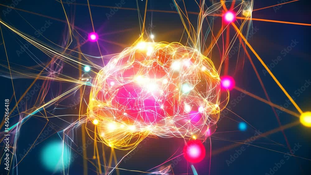 Aufkleber vibrant neural network simulation with colorful dynamic connections