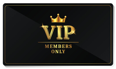 Premium Black and Gold VIP Card Design with Crown – Exclusive Members Only Invitation Access Pass Template for Luxury and Elite Clients