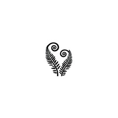 Spiral Fern Leaves and Spirals silhouette on white background