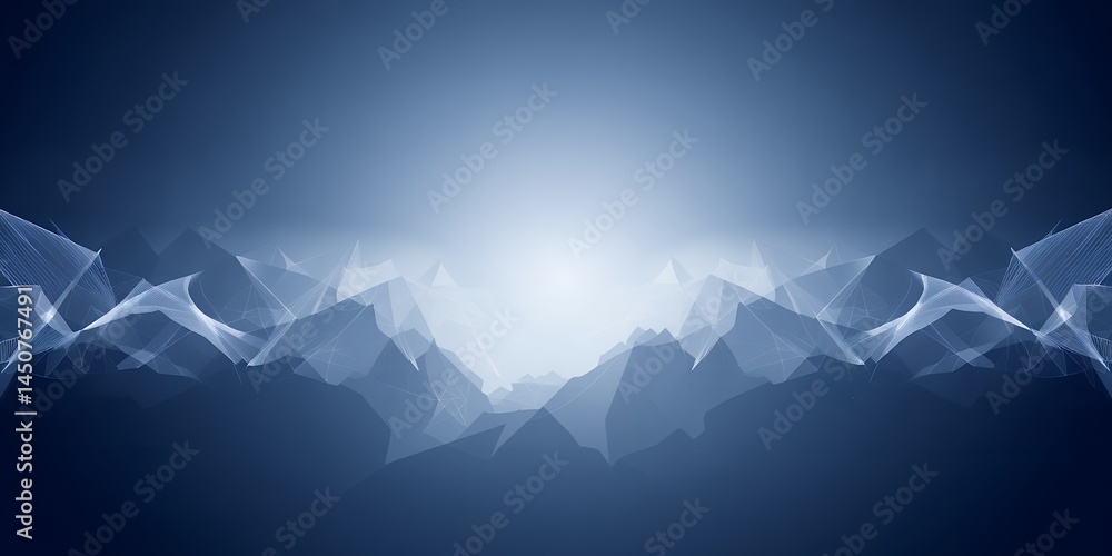 Poster abstract blue background with geometric shapes and light creating a modern and clean look