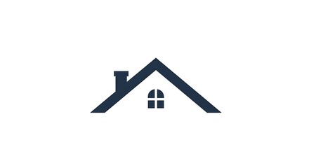 House roof top minimal logo with chimney and window design