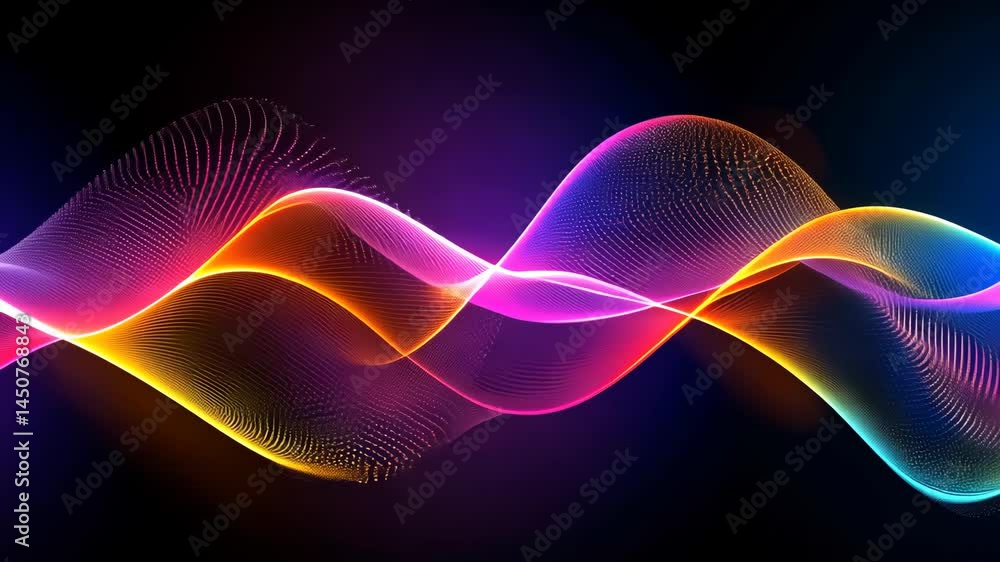 Aufkleber vibrant neon waveforms flowing in dynamic abstract movement