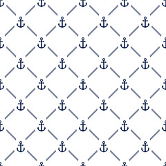 Anchor seamless pattern. Anchors texture. Repeat background boat, ship or sails. Repeated marine pattern. Nautical design prints. Maritime sailing patern. Repeating sea backdrop. Vector illustration