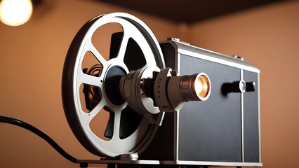 Obraz premium Vintage Film Projector - Nostalgic Still Life for Filmmakers and Enthusiasts