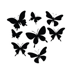 Fototapeta premium Flying Butterflies Silhouette Vector Illustration 6