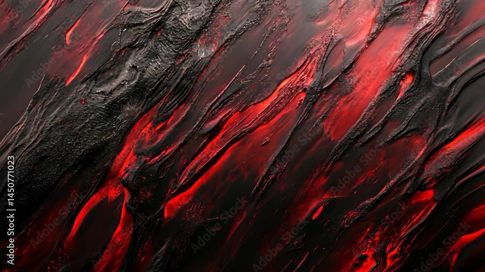 Poster melting lava flowing smoothly over rocks in dynamic motion
